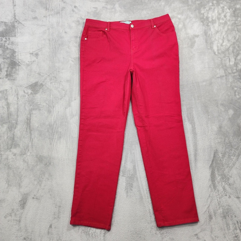 Charter Club Jeans Womens 14W Red High Rise Narrow Leg Tummy Slimming Stretch